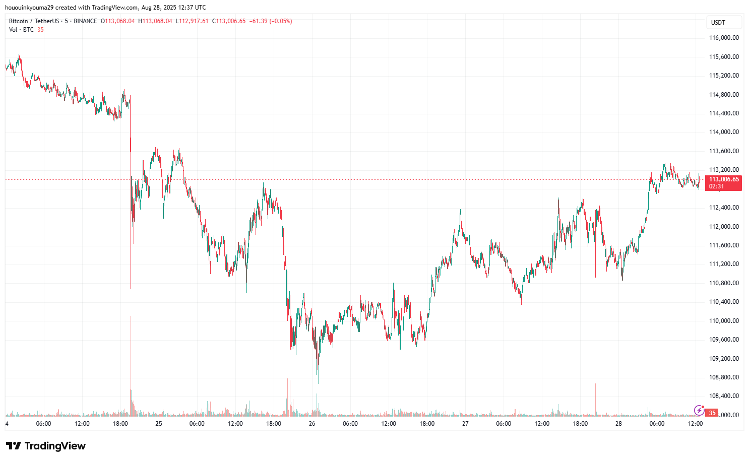 Binance:hououinkyouma29によるBtcusdtチャート画像