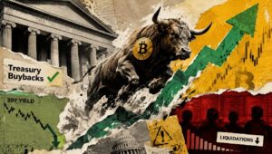 米国が長期利回りを押し下げるために財務省債の買い戻しを倍増したため、4億ドル以上のショートが清算され、ビットコイン価格は69,500ドルに達した