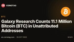ギャラクシーリサーチ、帰属のないアドレスに1,110万ビットコイン（BTC）が存在すると調査